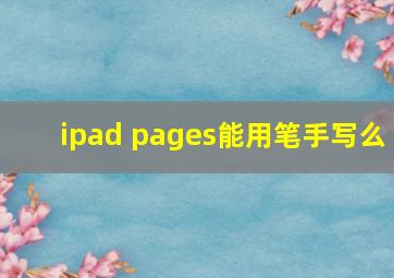 ipad pages能用笔手写么